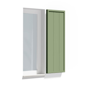 fenetre24.com Faux volets, volet décoratif à lames Deauville, Vert pâle RAL 6021, 300 x 800 mm, un vantail fixe, à configurer individuellement