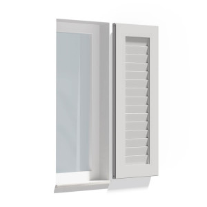 fenetre24.com Volet battant déco, volet décoratif fixe à lames Nice, Blanc signalisation RAL 9016, 300 x 800 mm, un vantail, à configurer sur mesure