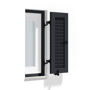 fenetre24.com Volets Battants anthracite, cadre de montage, lames Nice, RAL 7016 gris anthracite, 300 x 800 mm, un vantail ouverture à gauche, sur