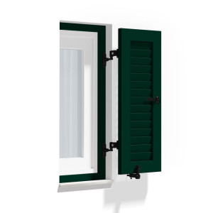 fenetre24.com Volets Battants verts, avec cadre de montage lames Nice, RAL 6005 vert mousse, 300 x 800 mm, 1 vantail ouverture gauche, à configurer