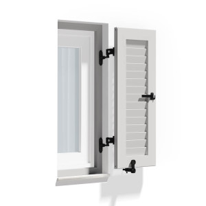 fenetre24.com Volets Battants, modèle à lames Nice, Blanc signalisation RAL 9016, 300 x 800 mm, 1 vantail gauche avec cadre de montage, à configurer