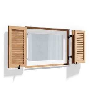 fenetre24.com Volets Battants aluminium aspect bois, avec cadre de montage, Douglas N8, 1200 x 800 mm, 3 vantaux lames Nice, configurable