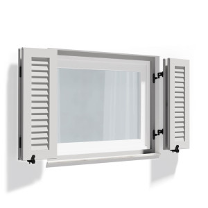 fenetre24.com Volets Battants extérieurs, volets à cadre de montage lames Nice, RAL 9016 blanc signalisation, 1100 x 800 mm, 4 vantaux pliants, sur