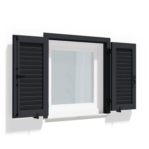 fenetre24.com Volets Battants anthracite, lames Nice, RAL 7016 gris anthracite, 800 x 800 mm, 2 vantaux avec cadre dormant, à configurer en ligne