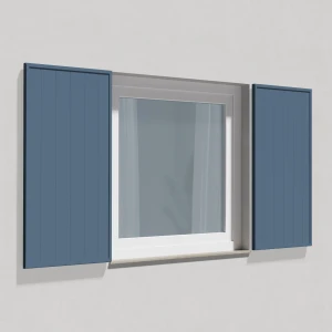 fenetre24.com Volets Battants décoratifs, volet fixe à lames Deauville, RAL 5014 bleu pigeon structure fine mat, 300 x 800 mm, un vantail, sur mesure