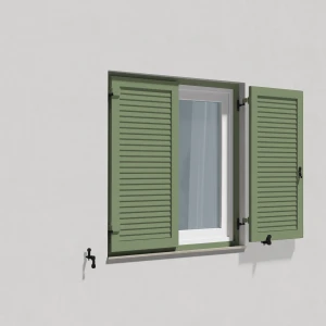 fenetre24.com Volets Battants à lames Cannes avec cadre de montage, RAL 6021 vert pâle, 300 x 800 mm, un vantail ouverture gauche, configurable