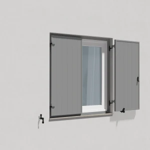 fenetre24.com Volets Battants gris avec cadre de montage, lames Deauville, RAL 7004 mat, 300 x 800 mm, 1 vantail ouverture gauche, personnalisable en