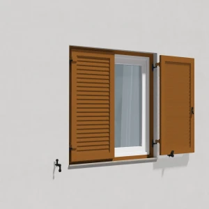 fenetre24.com Volets Battants Marron, cadre de montage, lamelles Nice, brun ocre RAL 8001, 800 x 800 mm, 2 vantaux avec battement, sur mesure
