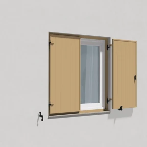 fenetre24.com Volets Battants Beige, volets à cadre de montage, lames modèle Deauville, RAL 1001, 300 x 800 mm, 1 vantail ouverture gauche, sur mesure