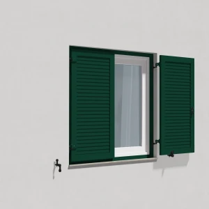 fenetre24.com Volets Battants vert mousse, avec cadre de montage lames Cannes, RAL 6005, 300 x 800 mm, 1 vantail ouverture gauche, configurez selon
