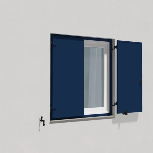 fenetre24.com Volets Battants Bleu Foncé, avec cadre de montage lames Deauville, RAL 5013 mat, 800 x 800 mm, 2 vantaux avec battement, configurable