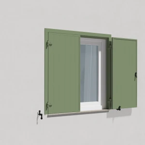 fenetre24.com Volets Battants Vert, modèle à lames Deauville, RAL 6021 vert pâle, 300 x 800 mm, un vantail gauche avec crémone, personnalisable en