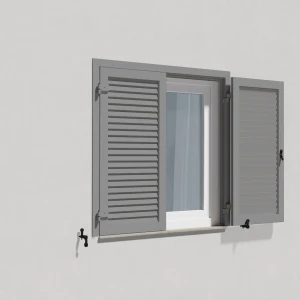 fenetre24.com Volets Battants gris, cadre dormant 67 mm, RAL 7004 structure fine mat, lames Nice, 300 x 800 mm, 1 vantail gauche avec crémone, sur