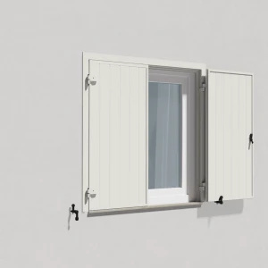fenetre24.com Volets Battants blancs, cadre dormant 55x67, blanc signalisation RAL 9016, 800 x 800 mm, lames Deauville 2 vantaux, à composer sur