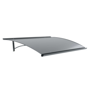 fenetre24.com Marquise de porte Chaumont, marquise arrondie en aluminium et matériau composite, anthracite, avec gouttière d’évacuation, configuration