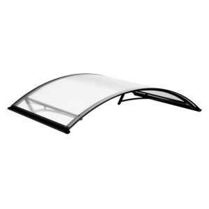 fenetre24.com Marquise de porte Dax, marquise incurvée, en aluminium et polycarbonate cellulaire, anthracite, avec gouttière d’évacuation