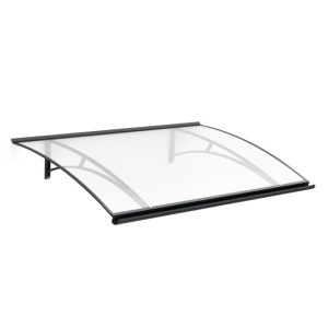 fenetre24.com Marquise de porte Le Puy, marquise incurvée, en aluminium et polycarbonate cellulaire, anthracite, avec gouttière d’évacuation
