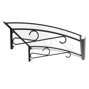 fenetre24.com Marquise de porte Mende, marquise incurvée, en aluminium et polycarbonate solide, anthracite, avec gouttière d’évacuation, configuration