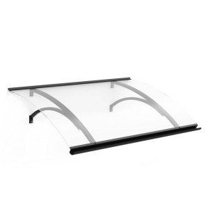 fenetre24.com Marquise de porte Pornic, marquise incurvée, en aluminium et en verre acrylique, anthracite, avec gouttière d’évacuation, configuration