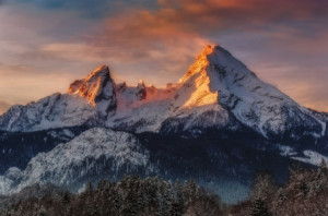 Motiv auf Fensterfolie - Watzmann At Sunrise oder mit Eigenem Foto