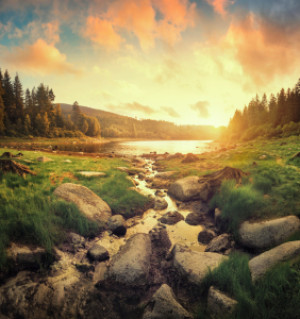Foto auf Fensterfolie - Toller Sonnenaufgang Über Malerischen Lands...
