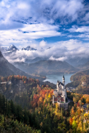 Wunschbild Fensterfolie - Schloss Neuschwanstein Im Herbst oder mit...