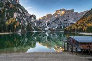 Wunschbild auf Glas-Schneidebrett - Pragser Wildsee Südtirol oder m...
