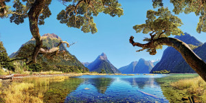 Wunschbild als Glas-Schneidebrett - Mitre Peak Milford Sound Neusee...