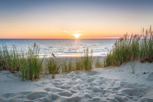 Motiv als Glas-Schneidebrett - Sonnenuntergang Am Dünenstrand oder ...