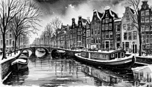 Wunschmotiv als Glas-Schneidebrett - Winter In Amsterdam Ki oder mi...
