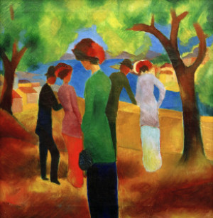 Wunschmotiv Glas-Schneidebrett - August Macke Dame In Grüner Jacke ...