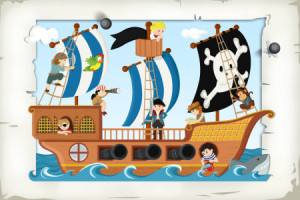 Motiv als Grußkarte - Piraten Und Piratenschiff oder mit Eigenem Foto