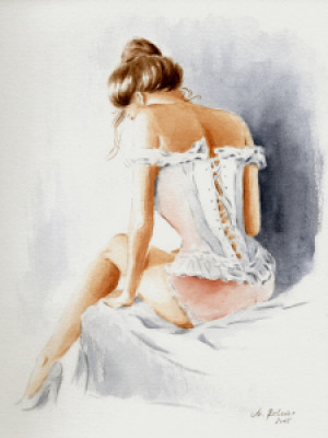 Wunschmotiv auf Grußkarte - Sexy Frau In Dessous - Erotische Malere...