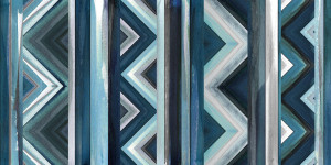 Bilder Grußkarte - Color Lines Blue Zig Zag oder mit Eigenem Foto
