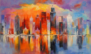 Bilder Grußkarte - Evening New York oder mit Eigenem Foto