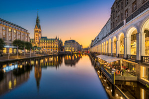 Motiv auf Grußkarte - Sonnenuntergang In Hamburg oder mit Eigenem F...