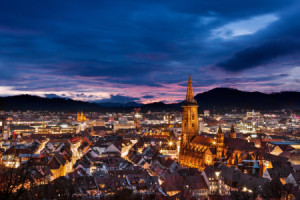 Bilder Grußkarte - Freiburg Im Breisgau Zur Blauen Stunde oder mit ...