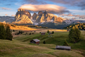 Motiv als Grußkarte - Sonnenuntergang Auf Der Seiser Alm Südtirol o...