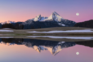 Bild Grußkarte - Watzmann Spiegelung Bei Vollmond oder mit Eigenem ...