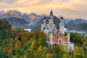 Wunschbild auf Grußkarte - Das Märchenschloss Im Frühherbst oder mi...