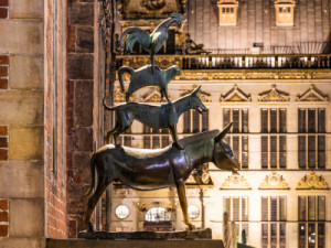 Wunschmotiv Grußkarte - Bremer Stadtmusikanten In Bremen oder mit E...