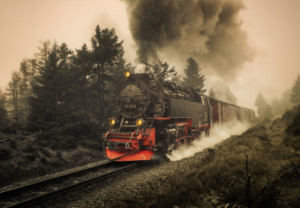 Wunschmotiv auf Grußkarte - Brockenbahn Am Goetheweg Im Harz oder m...