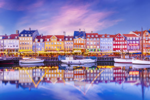 Bild auf Grußkarte - Kopenhagen Nyhavn Idyllische Abendimpression o...