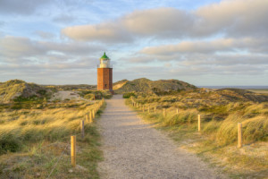 Motiv Grußkarte - Sylt Quermarkenfeuer Rotes Kliff Im Abendlicht od...