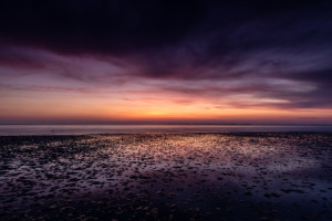 Wunschbild auf Grußkarte - Wattenmeer Vor Föhr Kurz Nach Sonnenunte...