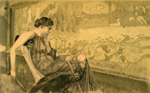 Wunschmotiv als Grußkarte - Max Klinger Penelope Weaving 1895 oder ...