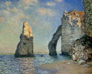 Wunschbild auf Grußkarte - Monet The Rock Face Of Aval 1885 oder mi...