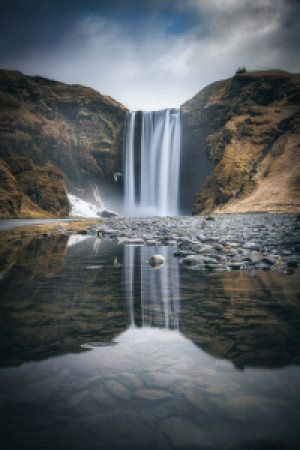Wunschbild auf Grußkarte - Island Skogafoss Wasserfall oder mit Eig...