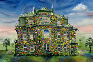 Wunschmotiv als Kissen - Das Blumenhaus oder mit Eigenem Foto