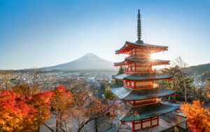 Bild Kissen - Chureito Pagoda Und Mount Fuji In Fujiyoshida Japan o...